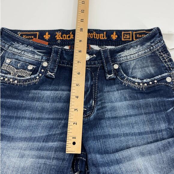 New ROCK REVIVAL Jeans Size 26 Kerra Easy Skinny Embellished Bling Y2K Jeans - Picture 7 of 9